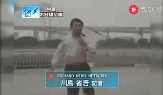 记者被台风吹到模糊