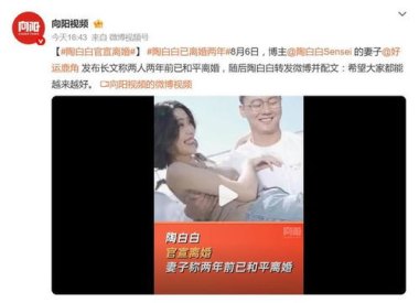 陶白白官宣离婚
