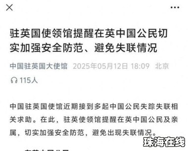 驻英使馆提醒中国公民加强安全防范