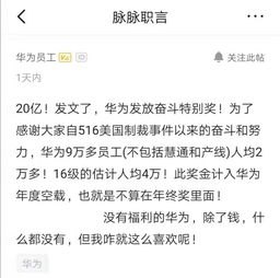 华为手机员工奖金怎么发